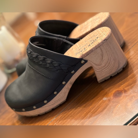 Women’s Kork-EaseTilly Black Leather Platform Braided Clogs Size 9 - Picture 11 of 17